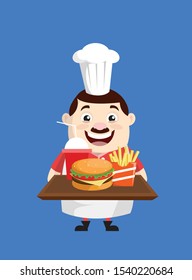 Cartoon Fat Funny Cook Presenting Fast Stock Vector (Royalty Free ...