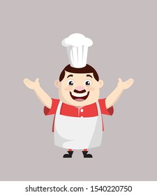 Cartoon Fat Funny Cook - Standing in Presenting Pose