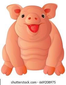 cartoon fat funny pig