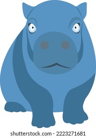 Cartoon fat hippopotamus. Cheerful smiling animal. Sea animal. Vector illustration.