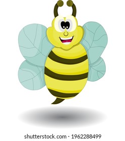 cartoon fat honey bee smiling isolated