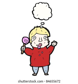cartoon fat kid with candy