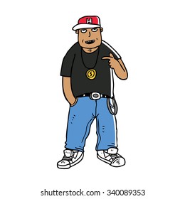 cartoon fat man in hip hop style