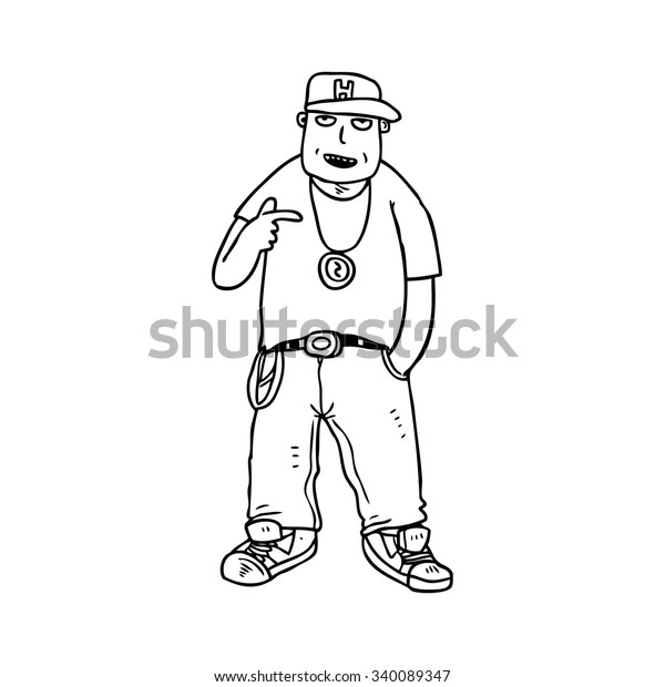 Cartoon Fat Man Hip Hop Style Stock Vector (Royalty Free) 340089347