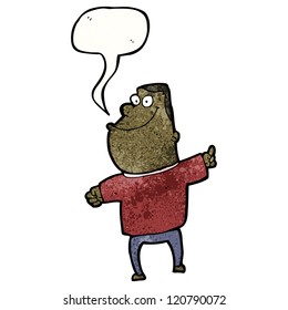 cartoon fat man with speech bubble