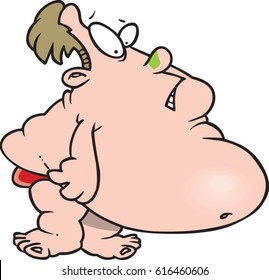 cartoon fat man in a swimsuit