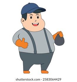 Cartoon Fat Man Throwing Trash Vectors Illustration 