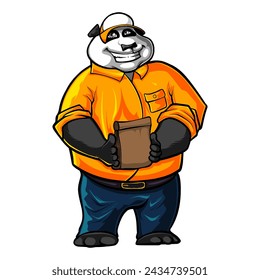 Cartoon fat panda delivering food | Illustration