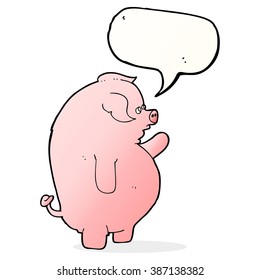 Cartoon Fett Schwein mit Sprachblase