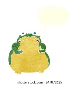 caricatura de sapo gordo con burbuja de habla