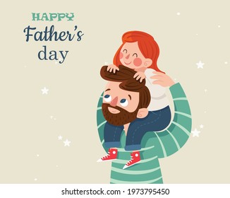 Cartoon Father-s Day Daugther And Father Illustration