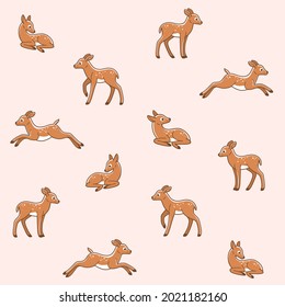 Cartoon fawn - simple trendy pattern with fawn. Flat vector illustration for prints, clothing, packaging and postcards. 