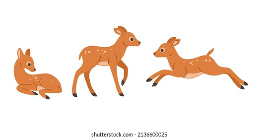 Cartoon fawn sketch line icon. Сute animals icons set. Childish print for nursery, kids apparel, poster, postcard, pattern.