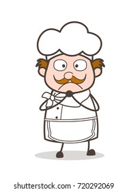 Cartoon Fearful Chef Face Vector Illustration
