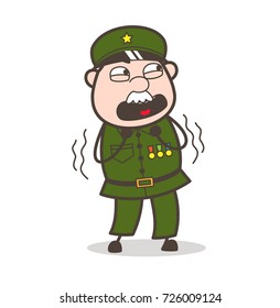 Cartoon Fearful Sergeant Vector Illustration