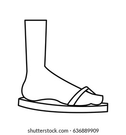 cartoon feet sandal vacation style outline