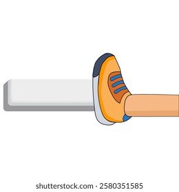 Cartoon feet in sports shoes on  banner blank