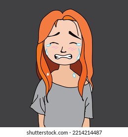 
cartoon female character crying vector