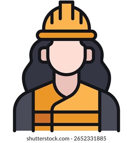 Cartoon Female Construction Worker with Hard Hat and Safety Vest