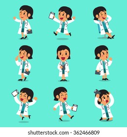 Cartoon female doctor character poses