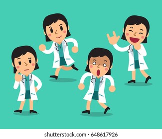 Cartoon female doctor character poses