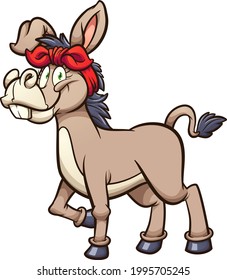 Cartoon female donkey with red bandanna. Vector clip art illustration with simple gradients. All on a single layer.
