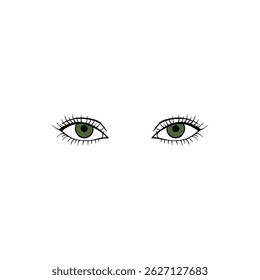Cartoon female eyes. Colored vector closeup eyes of beautiful women for manga or pop art style on white background for your design