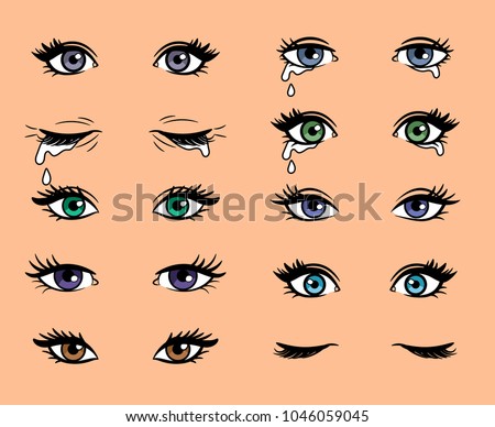 Cartoon Female Eyes Colored Vector Closeup Stock Vector (Royalty Free