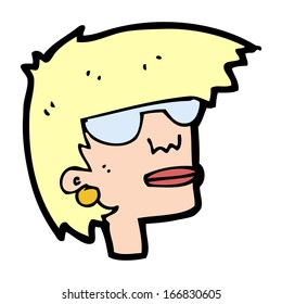 cartoon female face with glasses