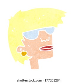 cartoon female face with glasses