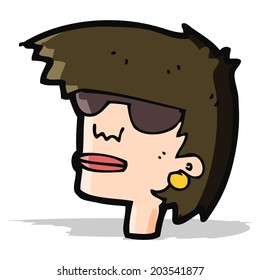 cartoon female face with glasses