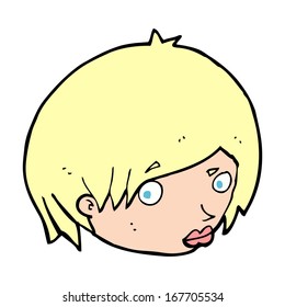 cartoon female face with raised eyebrow