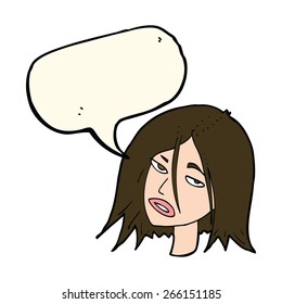 cartoon female face with speech bubble