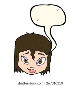 cartoon female face with speech bubble