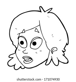 caricatura de cara femenina con expresión sorprendida