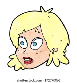 cartoon female face with surprised expression