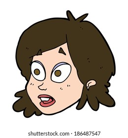 cartoon female face with surprised expression