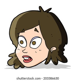 cartoon female face with surprised expression