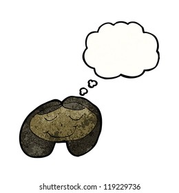 caricatura de cara femenina con burbuja de pensamiento