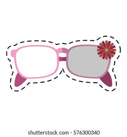 cartoon female glasses flower decorative