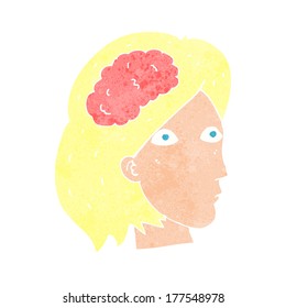 cartoon female head with brain symbol