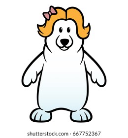 Cartoon Female Polar Bear Vector Illustration