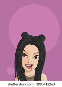 Cartoon Female portrait. Woman avatar. Vector character. Girl portrait