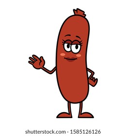 Cartoon Female Sausage Character Illustration