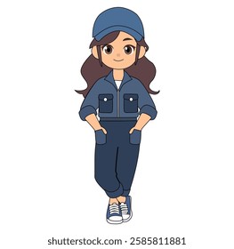 Cartoon Female Senior Technician  Vectors Illustration