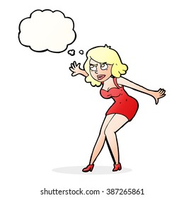 cartoon female spy with thought bubble