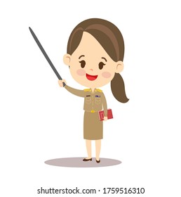 Cartoon Female Thai Teacher Vector      