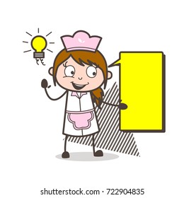 Cartoon Female Waitress Got an Idea Vector Concept