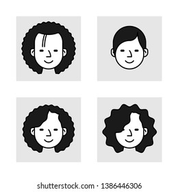 Cartoon females avatar icon set