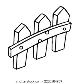 cartoon fence rustic line and vector illustration